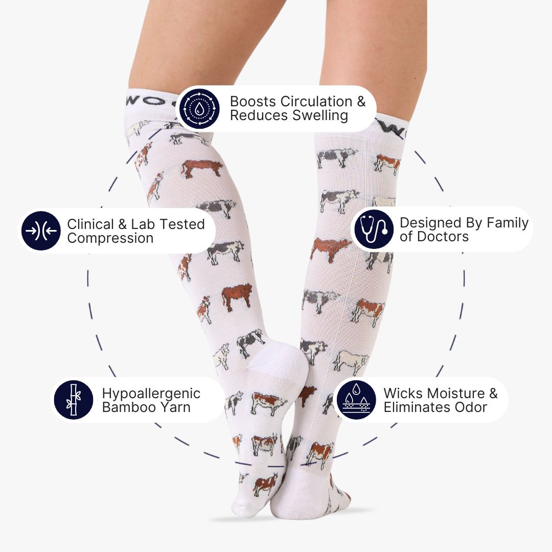 Cows Bamboo Compression Socks